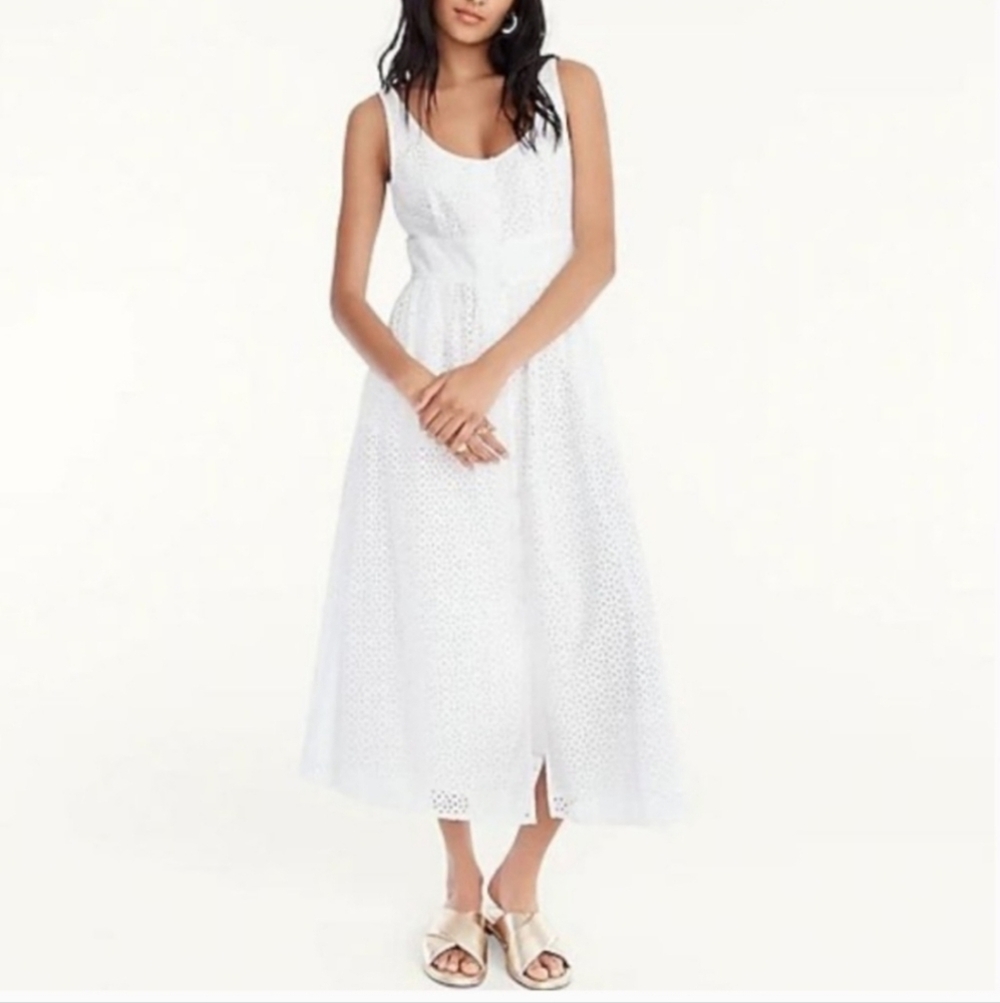 J. Crew Button-front eyelet dress Sz 6 NWT BH290 White